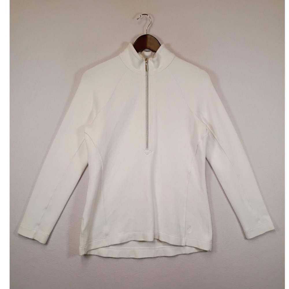 Coastal Preppy Tommy Bahama Women S White Ribbed Quarter Zip Pullover Sweater